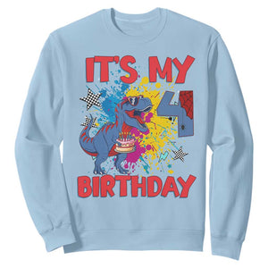 Dino Spider Its My 4th Birthday Sweatshirt Dinosaur Gift For Boys