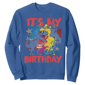 Dino Spider Its My 4th Birthday Sweatshirt Dinosaur Gift For Boys