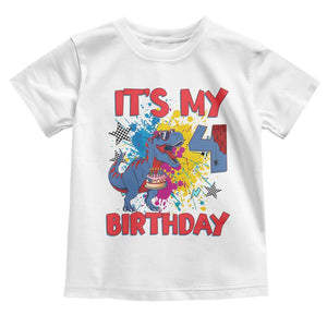 Dino Spider Its My 4th Birthday Toddler T Shirt Dinosaur Gift For Boys