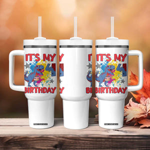 Dino Spider Its My 4th Birthday Tumbler With Handle Dinosaur Gift For Boys TS12 Print Your Wear
