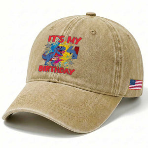 Dino Spider Its My 4th Birthday Washed Cotton Baseball Cap Dinosaur Gift For Boys