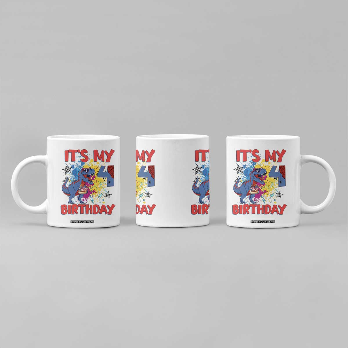 Dino Spider Its My 4th Birthday Coffee Mug Dinosaur Gift For Boys TS12 Print Your Wear
