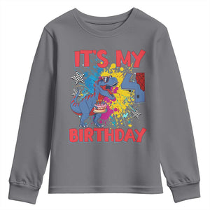 Dino Spider Its My 4th Birthday Youth Sweatshirt Dinosaur Gift For Boys