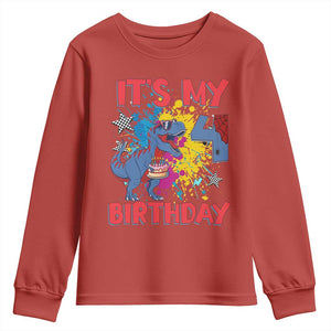Dino Spider Its My 4th Birthday Youth Sweatshirt Dinosaur Gift For Boys
