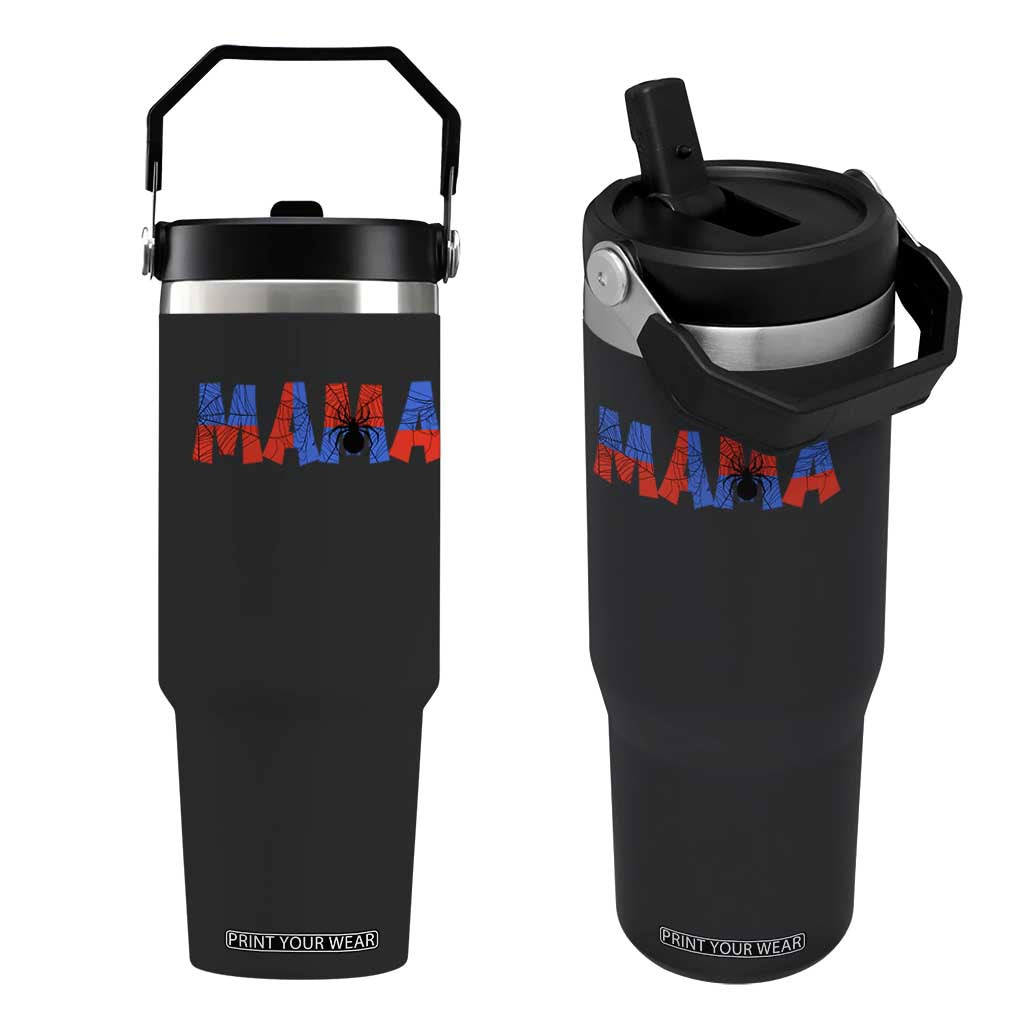 Spooky Mama Spider Web Flip Straw Tumbler Cute Halloween Mom Gift TS12 One Size: 30 oz Black Print Your Wear