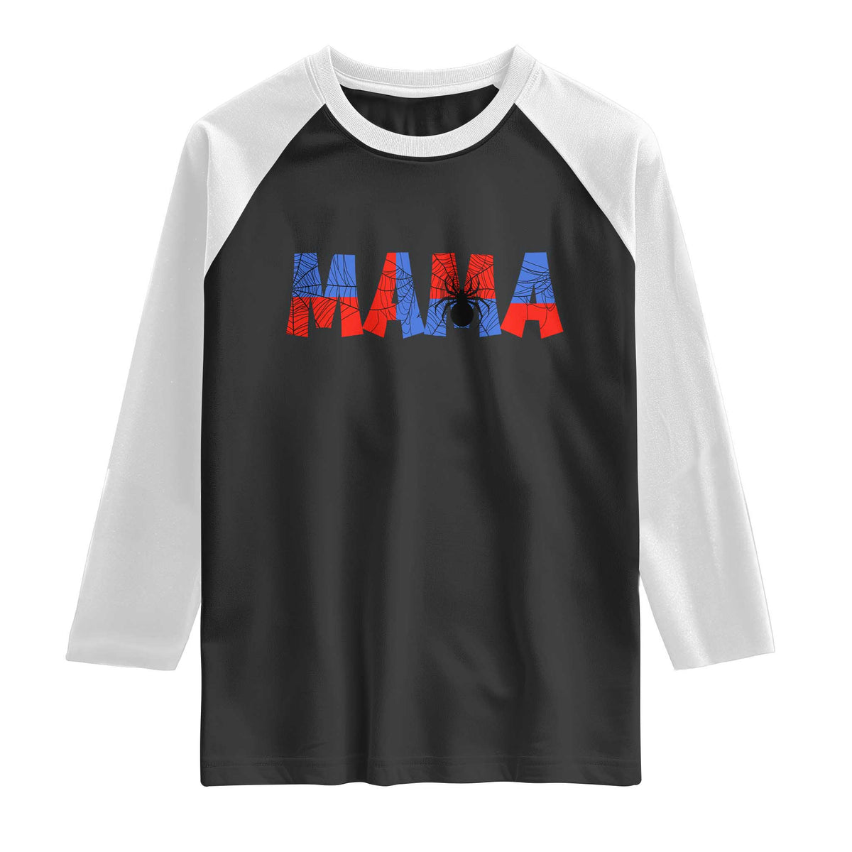 Spooky Mama Spider Web Raglan Shirt Cute Halloween Mom Gift