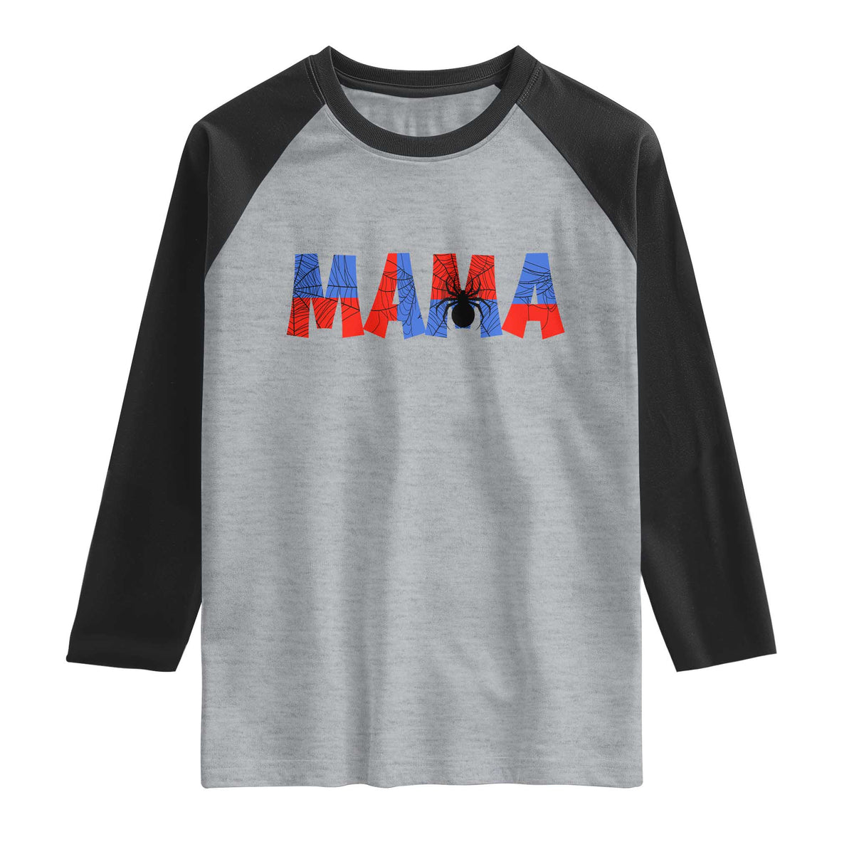 Spooky Mama Spider Web Raglan Shirt Cute Halloween Mom Gift