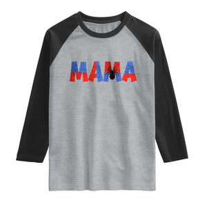 Spooky Mama Spider Web Raglan Shirt Cute Halloween Mom Gift