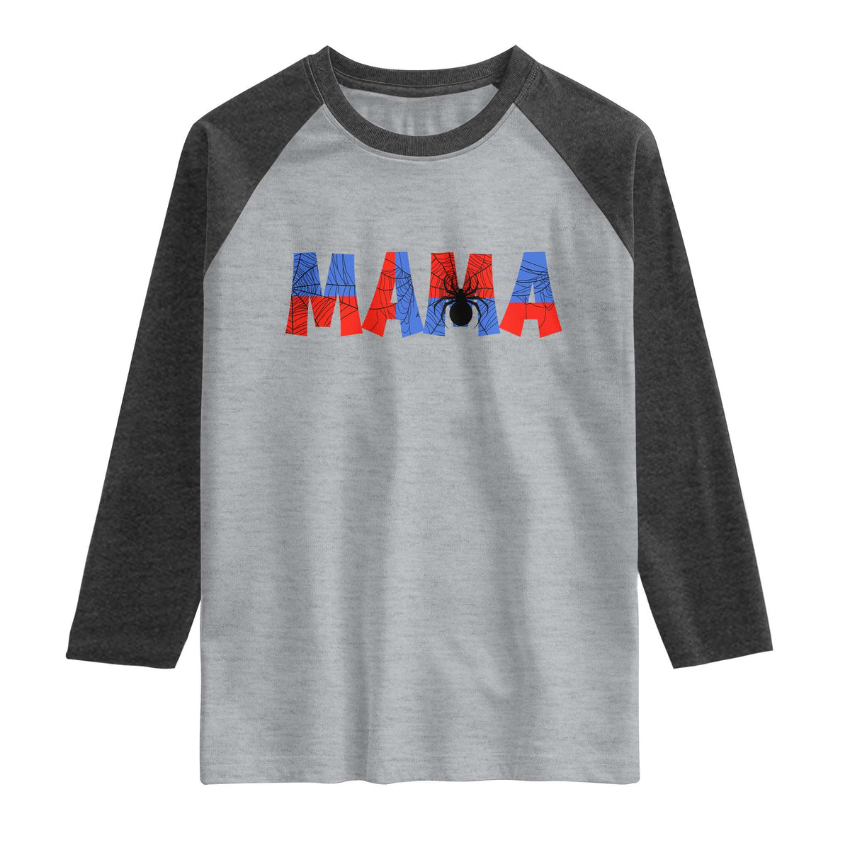 Spooky Mama Spider Web Raglan Shirt Cute Halloween Mom Gift