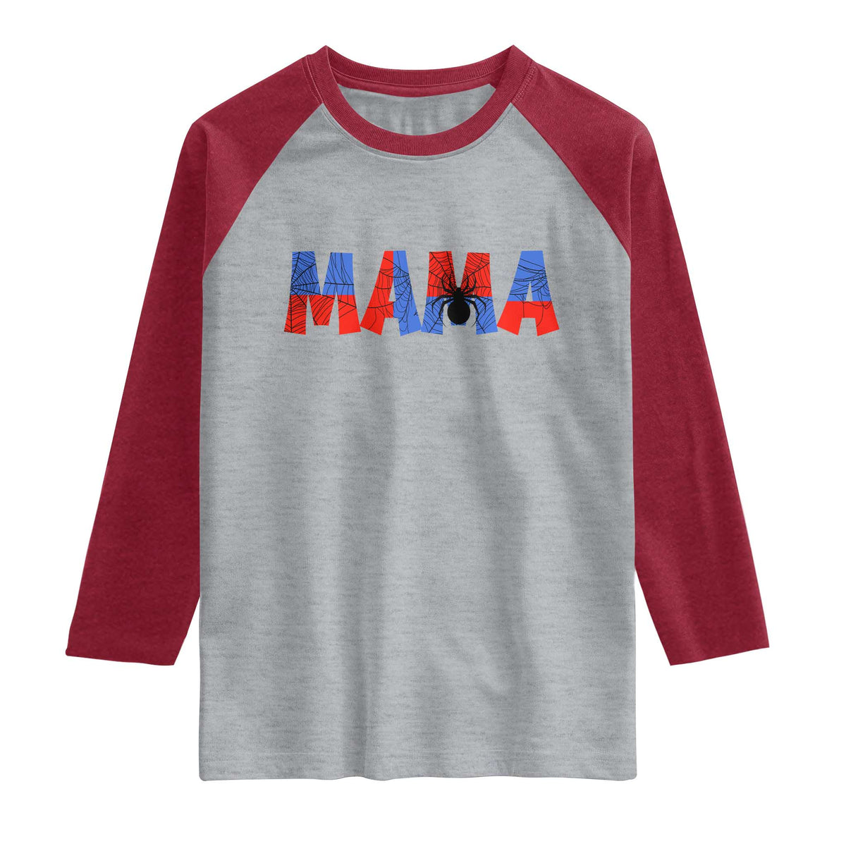 Spooky Mama Spider Web Raglan Shirt Cute Halloween Mom Gift