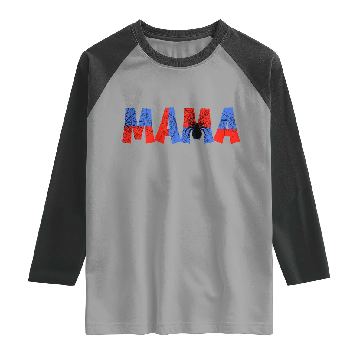 Spooky Mama Spider Web Raglan Shirt Cute Halloween Mom Gift