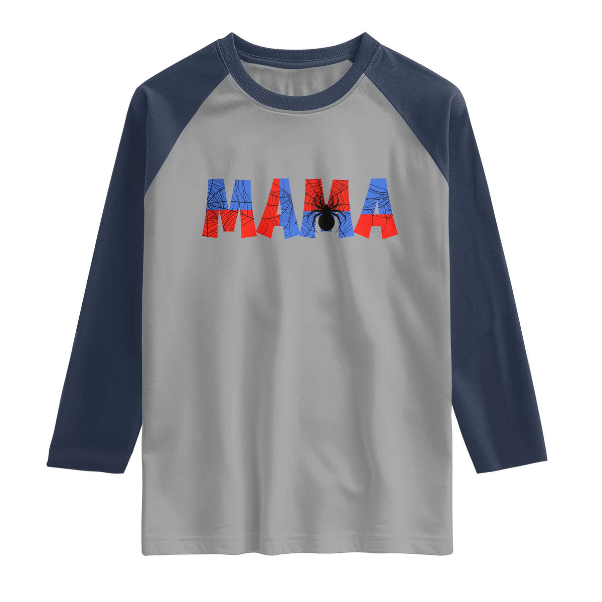 Spooky Mama Spider Web Raglan Shirt Cute Halloween Mom Gift