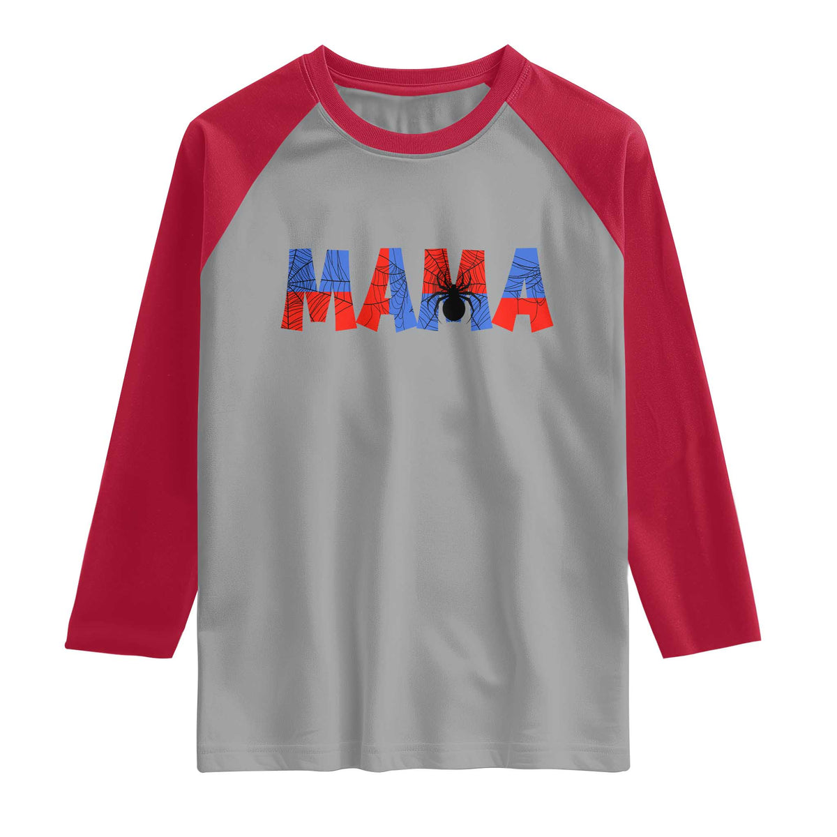 Spooky Mama Spider Web Raglan Shirt Cute Halloween Mom Gift