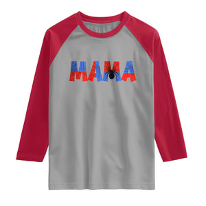 Spooky Mama Spider Web Raglan Shirt Cute Halloween Mom Gift