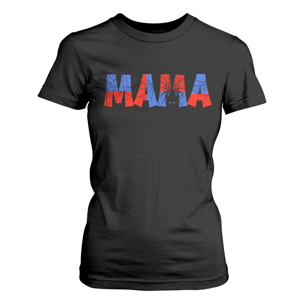 Spooky Mama Spider Web T Shirt For Women Cute Halloween Mom Gift