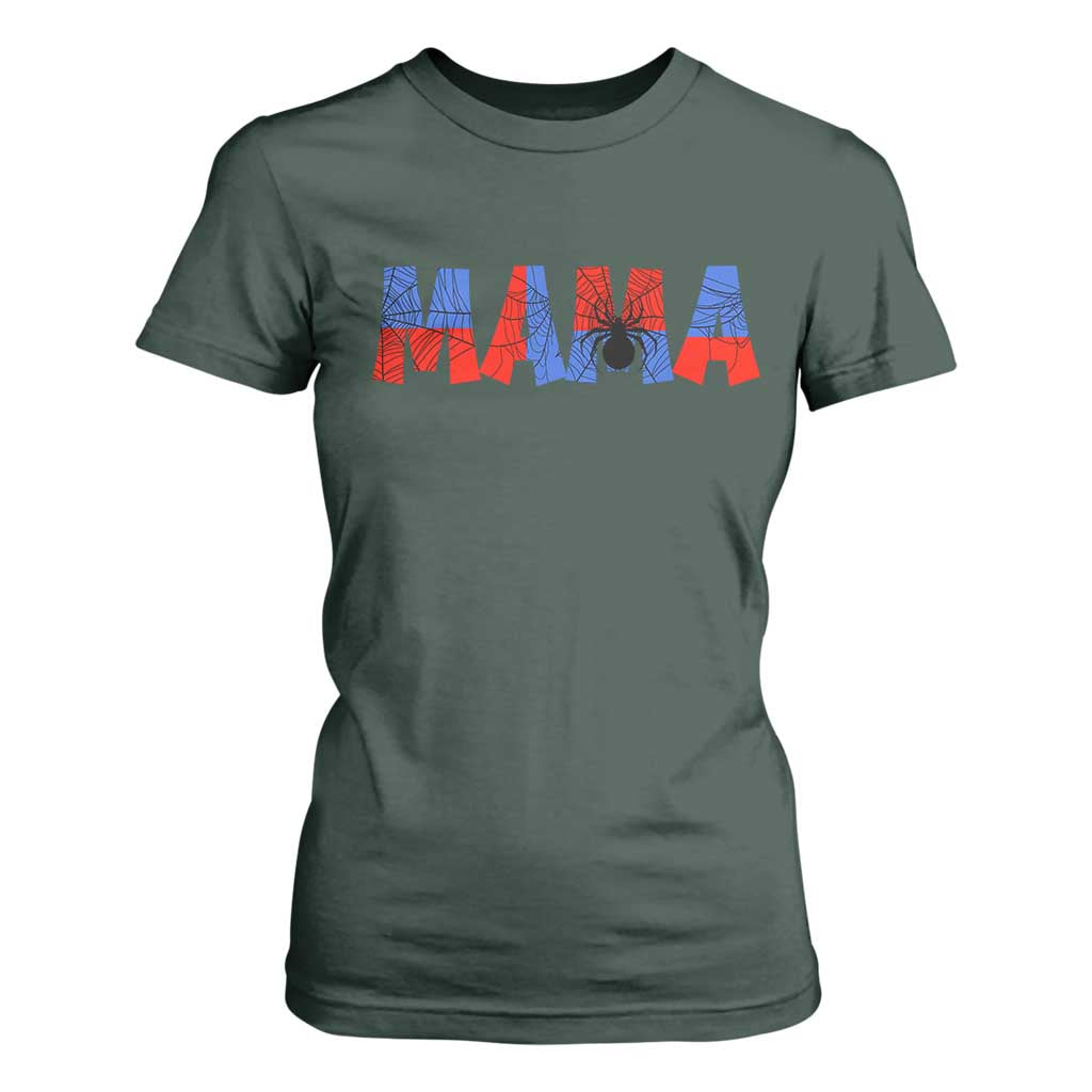 Spooky Mama Spider Web T Shirt For Women Cute Halloween Mom Gift