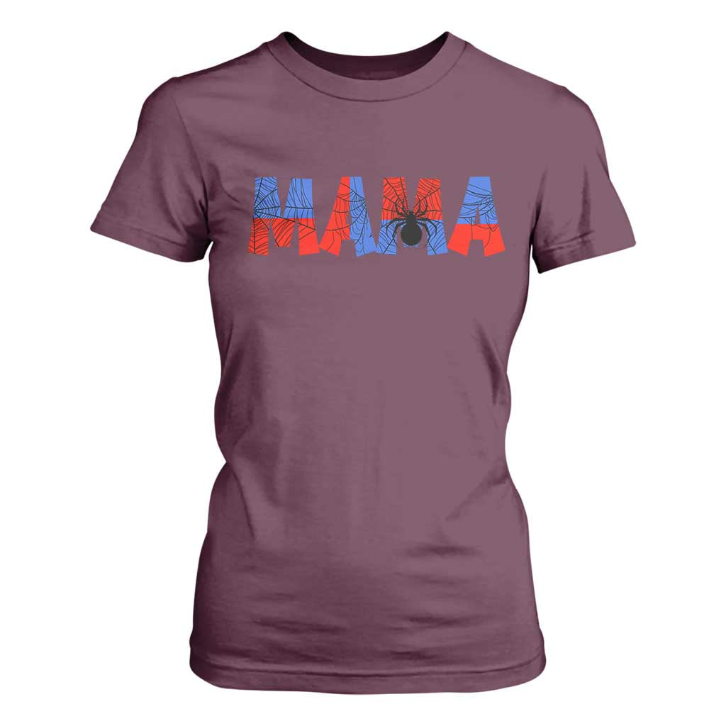 Spooky Mama Spider Web T Shirt For Women Cute Halloween Mom Gift
