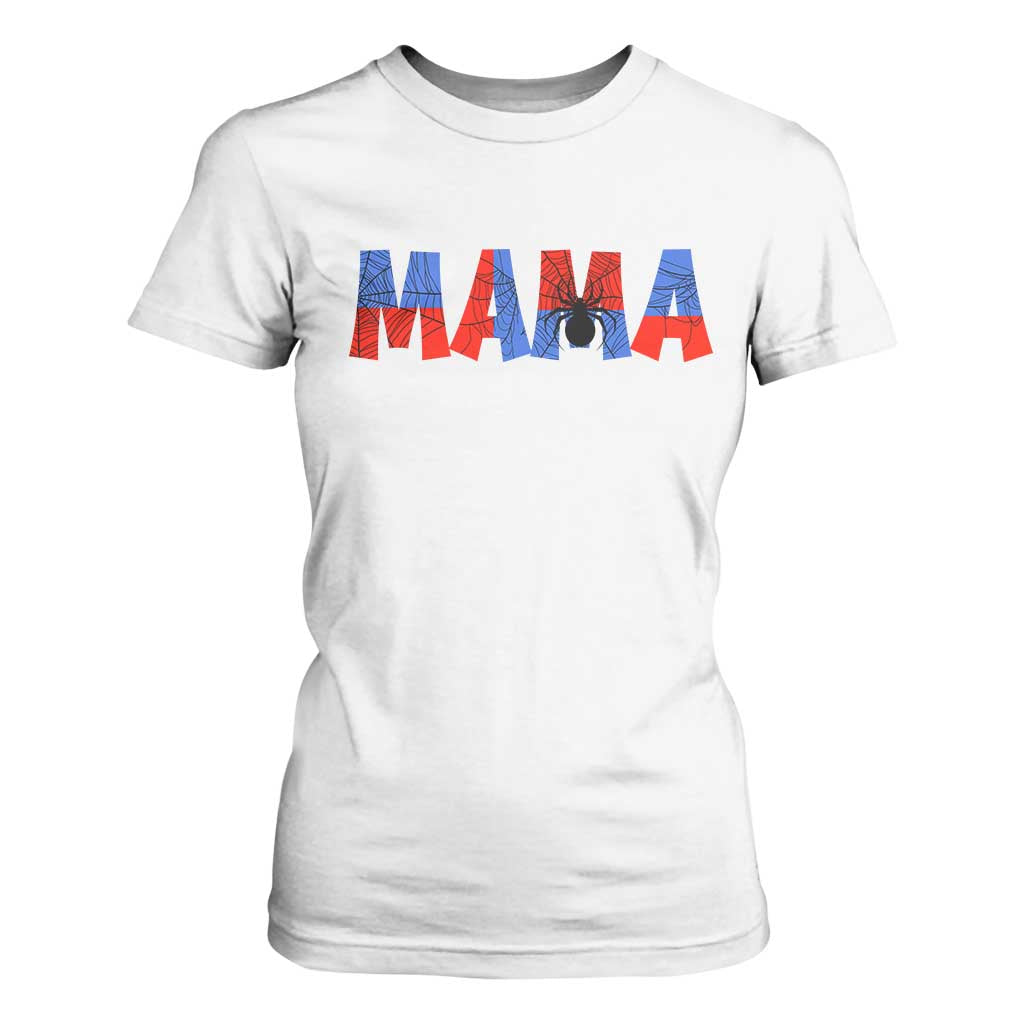 Spooky Mama Spider Web T Shirt For Women Cute Halloween Mom Gift