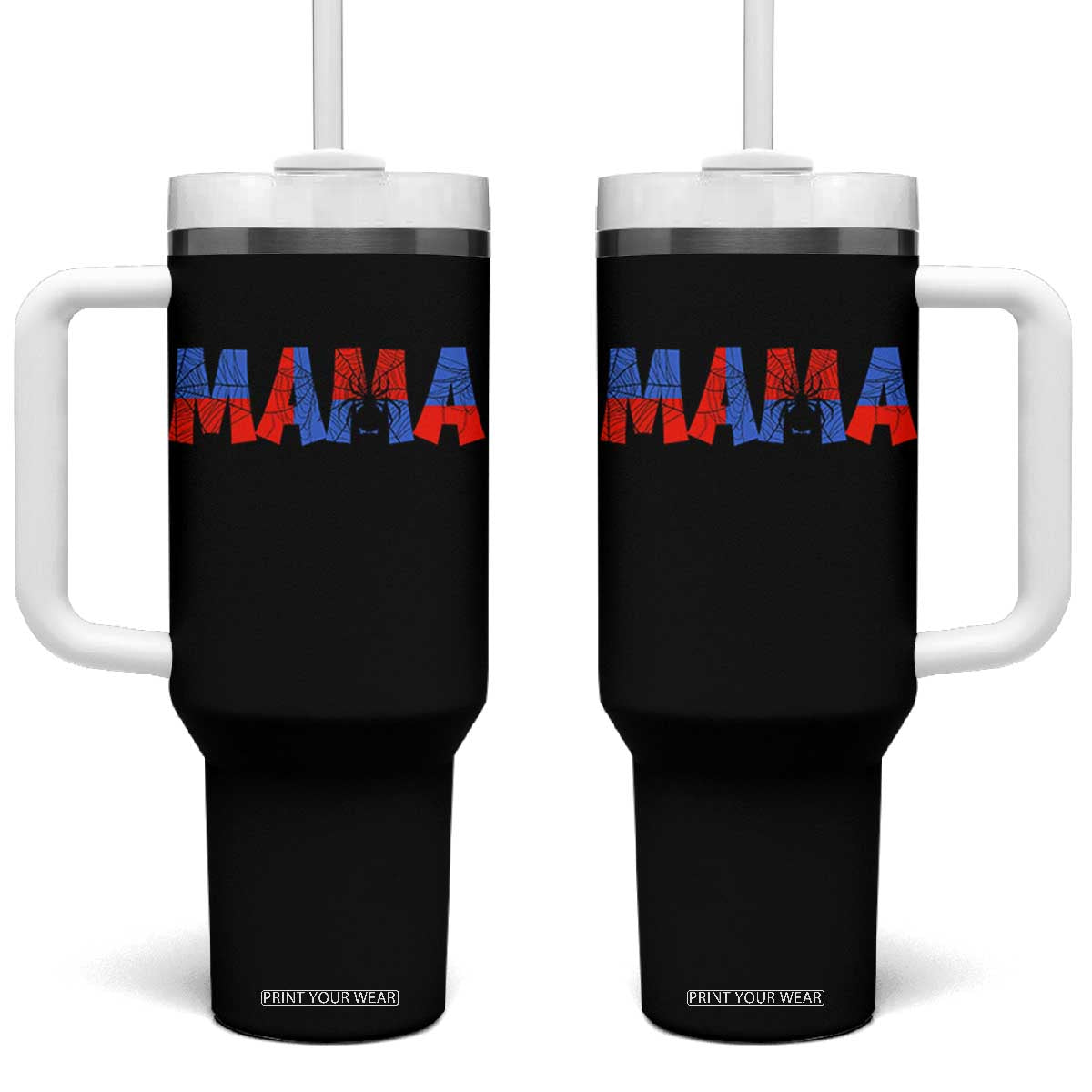 Spooky Mama Spider Web Tumbler With Handle Cute Halloween Mom Gift TS12 One Size: 40 oz Black Print Your Wear