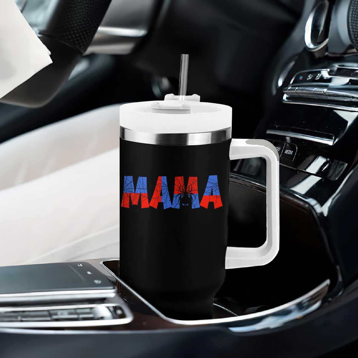 Spooky Mama Spider Web Tumbler With Handle Cute Halloween Mom Gift TS12 Print Your Wear