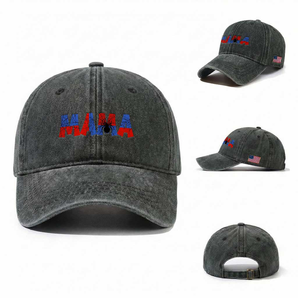Spooky Mama Spider Web Washed Cotton Baseball Cap Cute Halloween Mom Gift