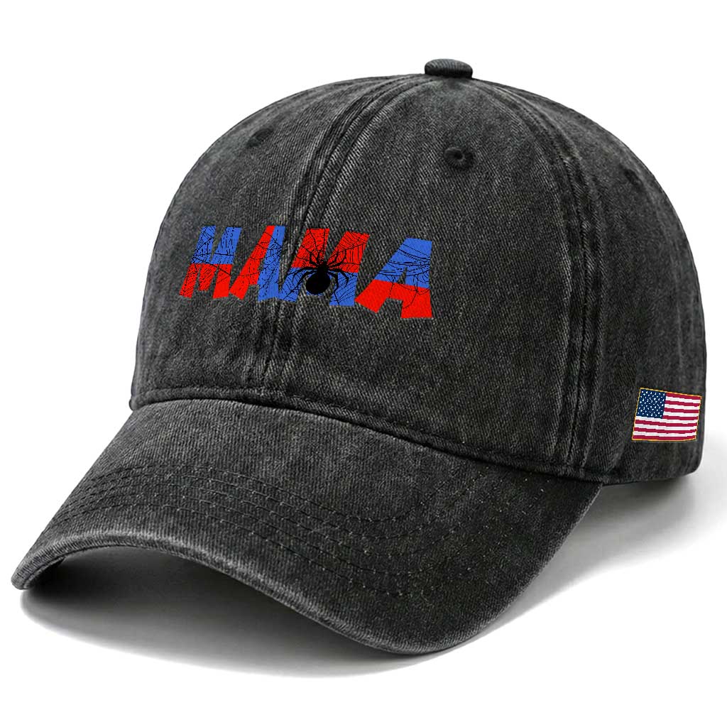 Spooky Mama Spider Web Washed Cotton Baseball Cap Cute Halloween Mom Gift