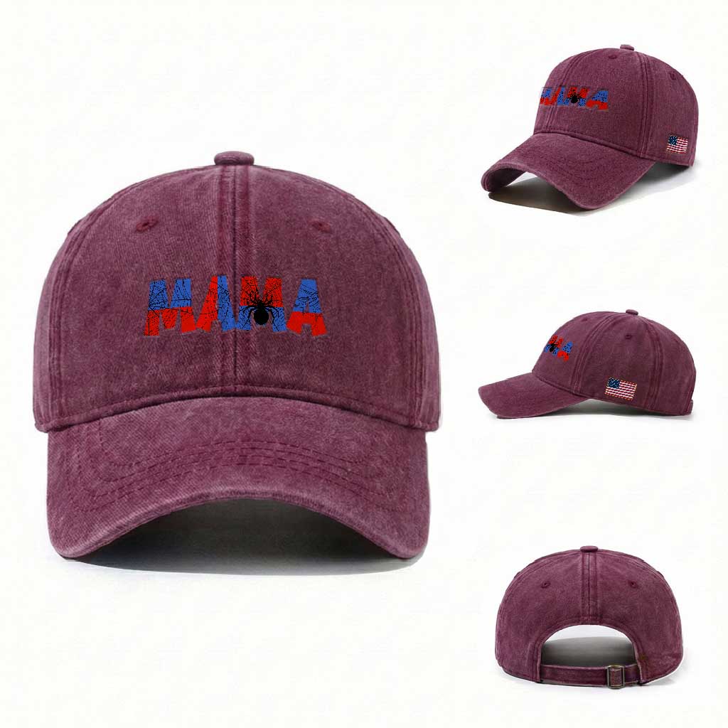 Spooky Mama Spider Web Washed Cotton Baseball Cap Cute Halloween Mom Gift