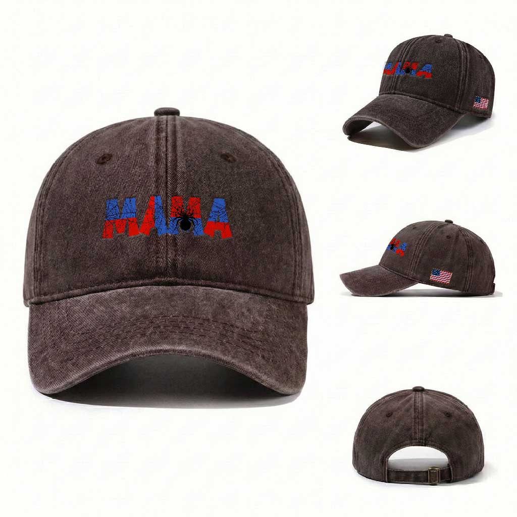 Spooky Mama Spider Web Washed Cotton Baseball Cap Cute Halloween Mom Gift