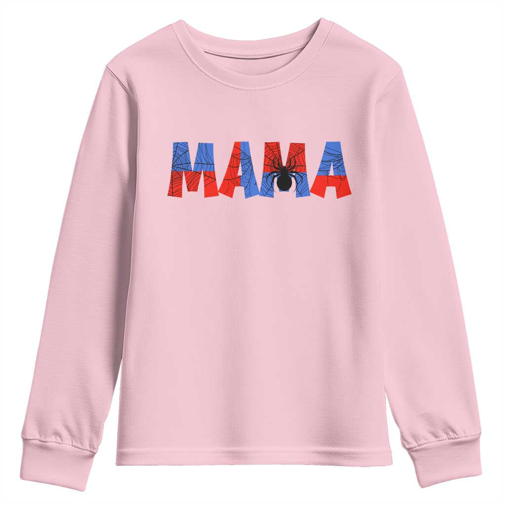 Spooky Mama Spider Web Youth Sweatshirt Cute Halloween Mom Gift