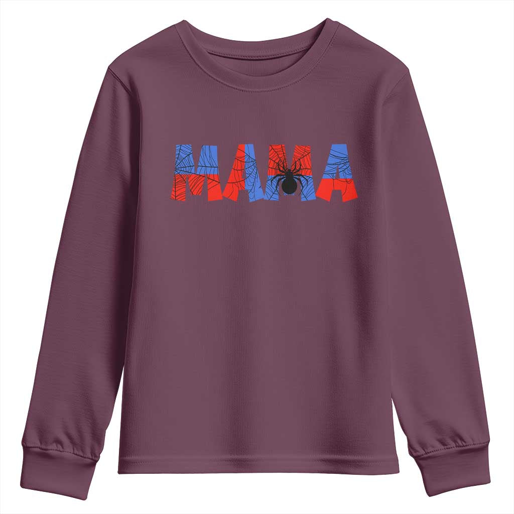 Spooky Mama Spider Web Youth Sweatshirt Cute Halloween Mom Gift