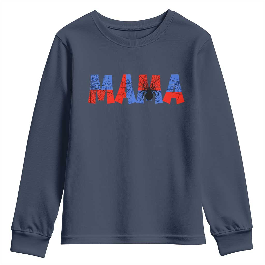 Spooky Mama Spider Web Youth Sweatshirt Cute Halloween Mom Gift