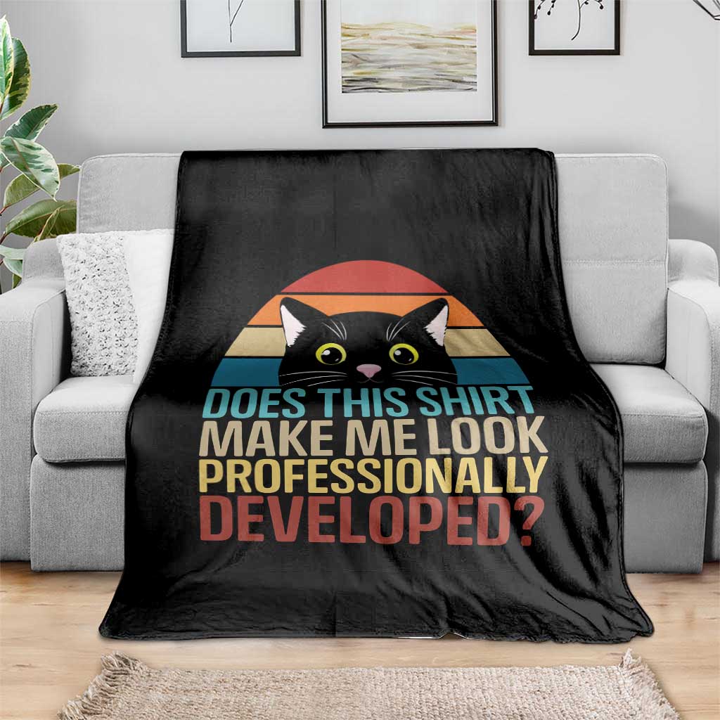 Vintage Black Cat Throw Blanket Does This Shirt Make Me Look Professionally Developed