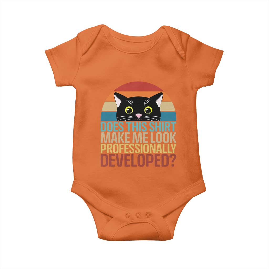 Vintage Black Cat Baby Onesie Does This Shirt Make Me Look Professionally Developed