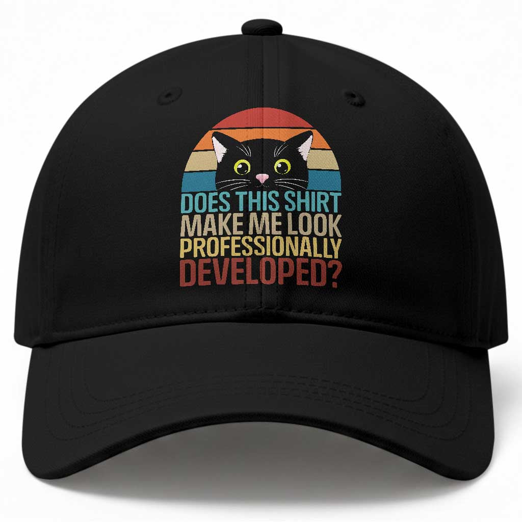 Vintage Black Cat Baseball Cap Does This Shirt Make Me Look Professionally Developed