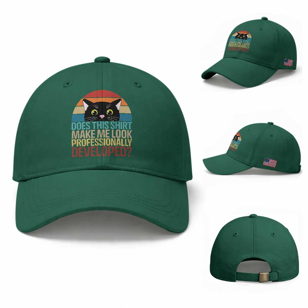 Vintage Black Cat Baseball Cap Does This Shirt Make Me Look Professionally Developed