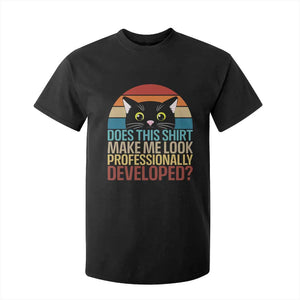 Vintage Black Cat T Shirt For Kid Does This Shirt Make Me Look Professionally Developed
