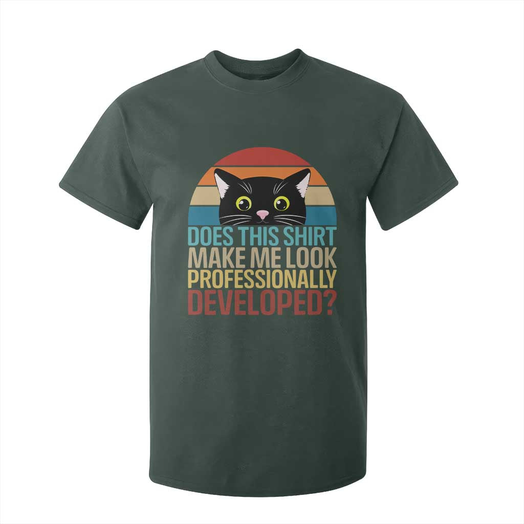 Vintage Black Cat T Shirt For Kid Does This Shirt Make Me Look Professionally Developed