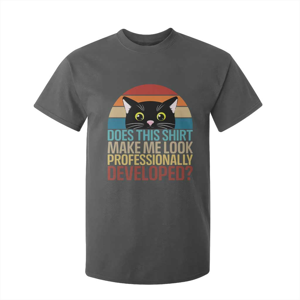 Vintage Black Cat T Shirt For Kid Does This Shirt Make Me Look Professionally Developed