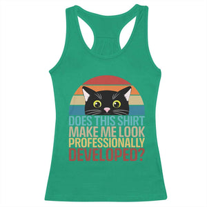 Vintage Black Cat Racerback Tank Top Does This Shirt Make Me Look Professionally Developed