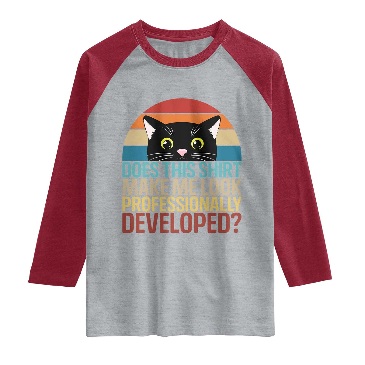 Vintage Black Cat Raglan Shirt Does This Shirt Make Me Look Professionally Developed