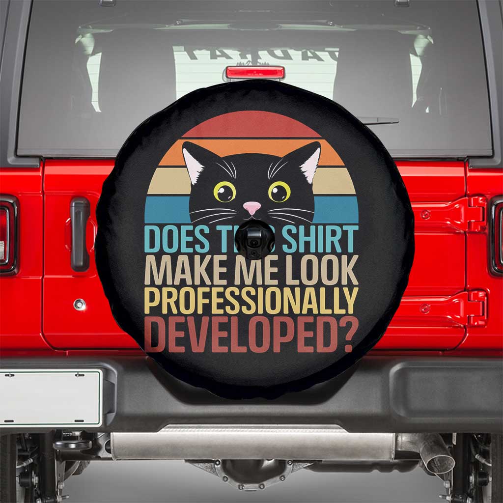 Vintage Black Cat Spare Tire Cover Does This Shirt Make Me Look Professionally Developed TS12 Black Print Your Wear