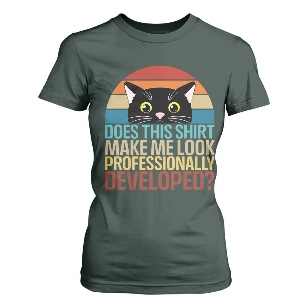 Vintage Black Cat T Shirt For Women Does This Shirt Make Me Look Professionally Developed