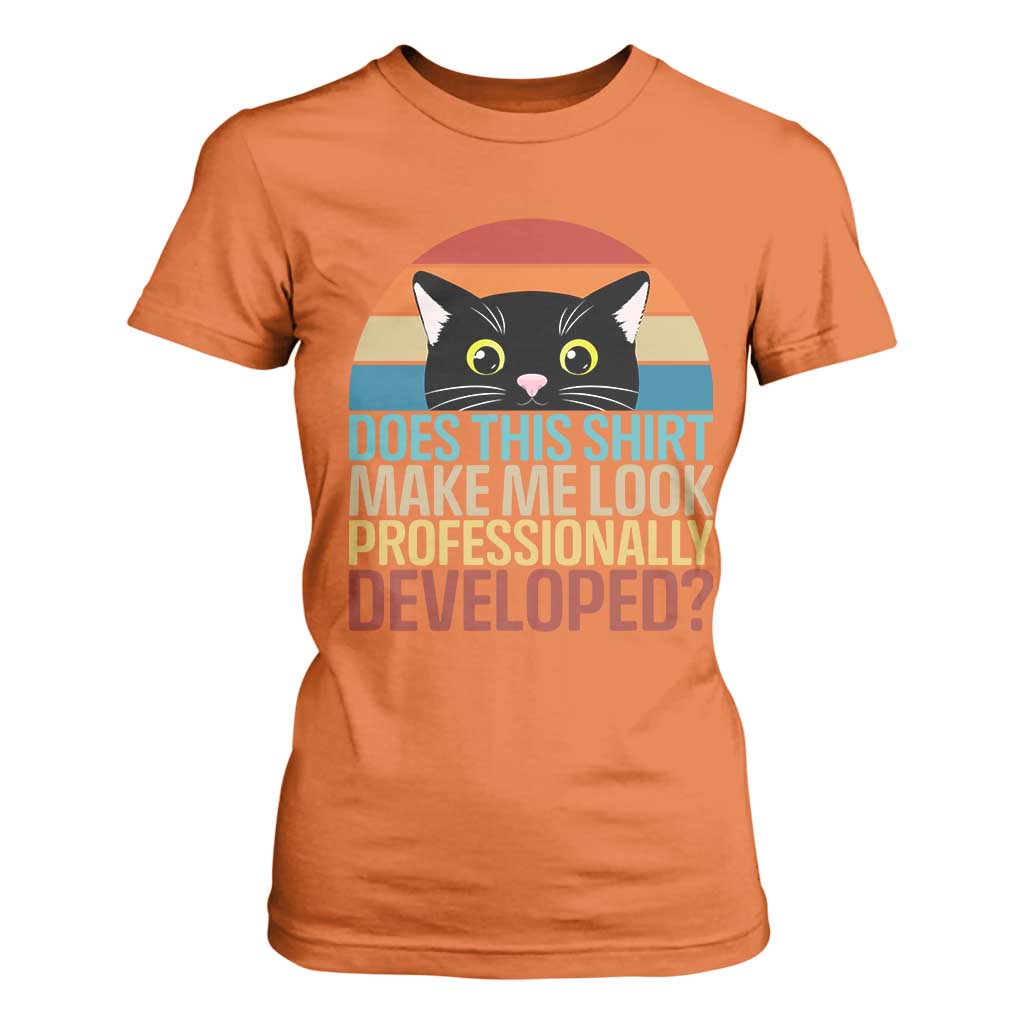 Vintage Black Cat T Shirt For Women Does This Shirt Make Me Look Professionally Developed