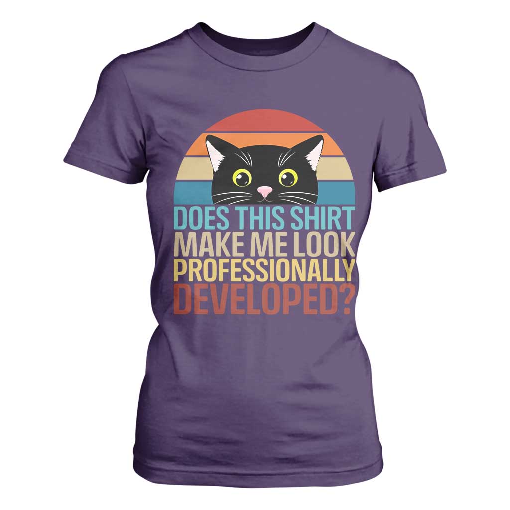 Vintage Black Cat T Shirt For Women Does This Shirt Make Me Look Professionally Developed