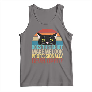 Vintage Black Cat Tank Top Does This Shirt Make Me Look Professionally Developed