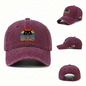 Vintage Black Cat Washed Cotton Baseball Cap Does This Shirt Make Me Look Professionally Developed