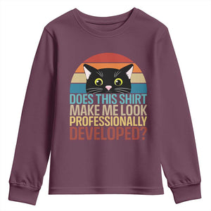 Vintage Black Cat Youth Sweatshirt Does This Shirt Make Me Look Professionally Developed