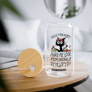 Funny Teacher Black Cat Glass Can Does This Shirt Make Me Look Professionally Developed TS12 Print Your Wear