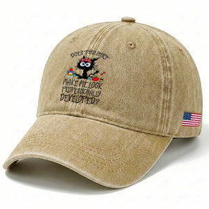 Funny Teacher Black Cat Washed Cotton Baseball Cap Does This Shirt Make Me Look Professionally Developed