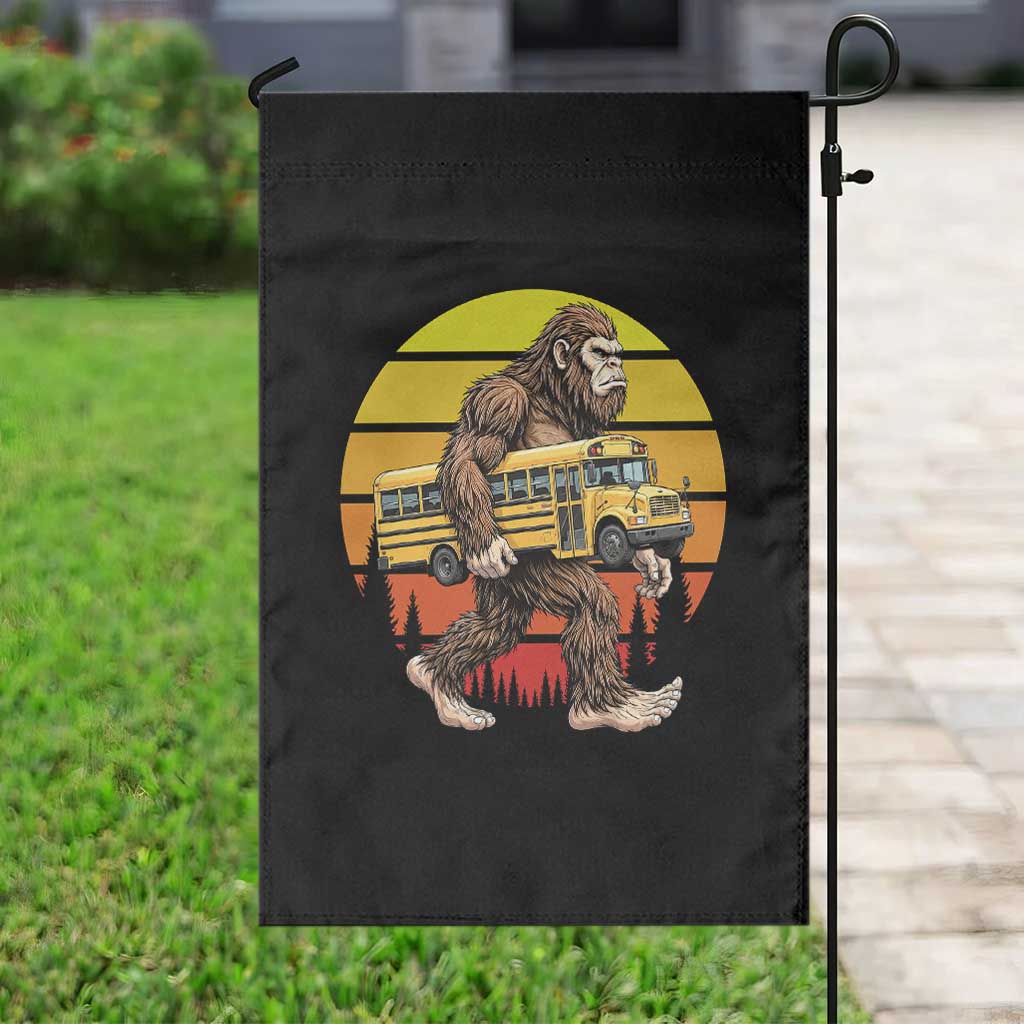 Funny Bigfoot School Bus Lover Garden Flag Sasquatch Back To School Vintage Gift
